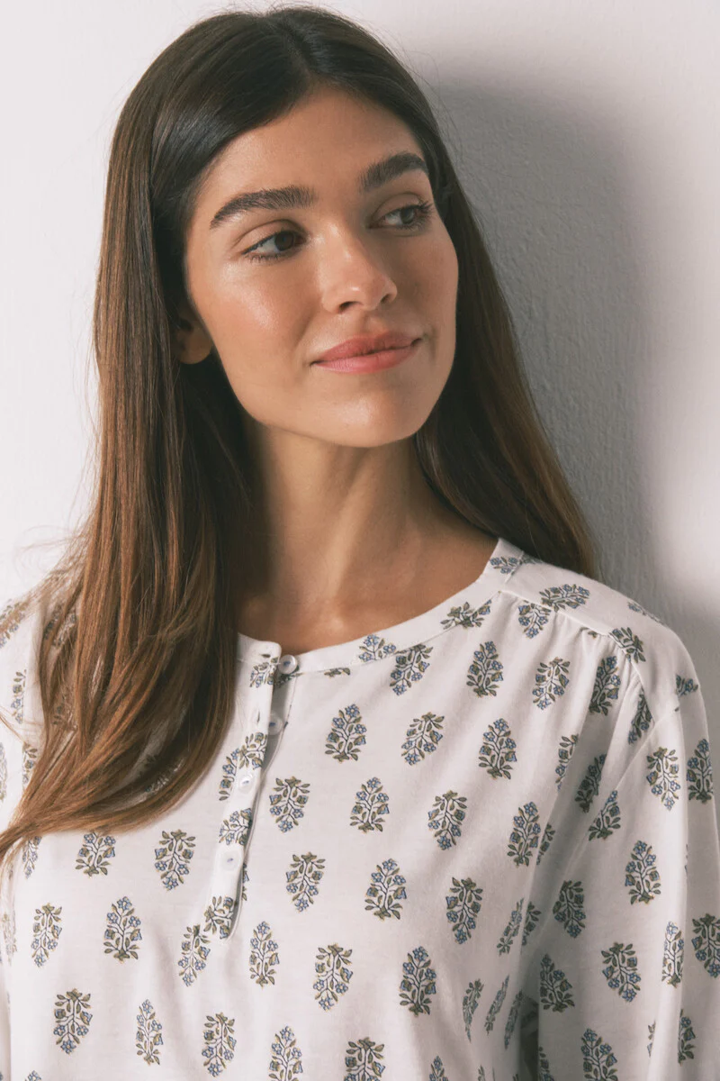 Cotton floral short nightgown - Image 4