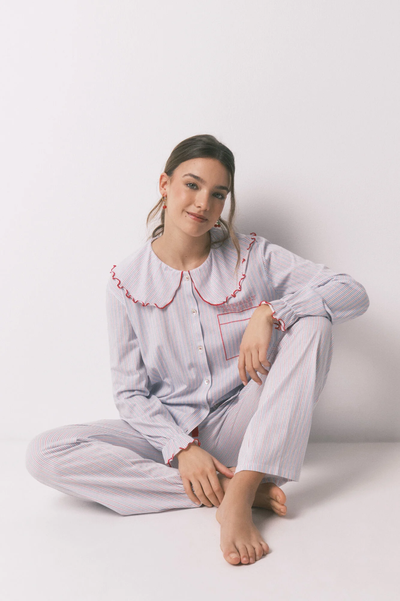Cotton long Peter Pan collar pyjamas - Image 11