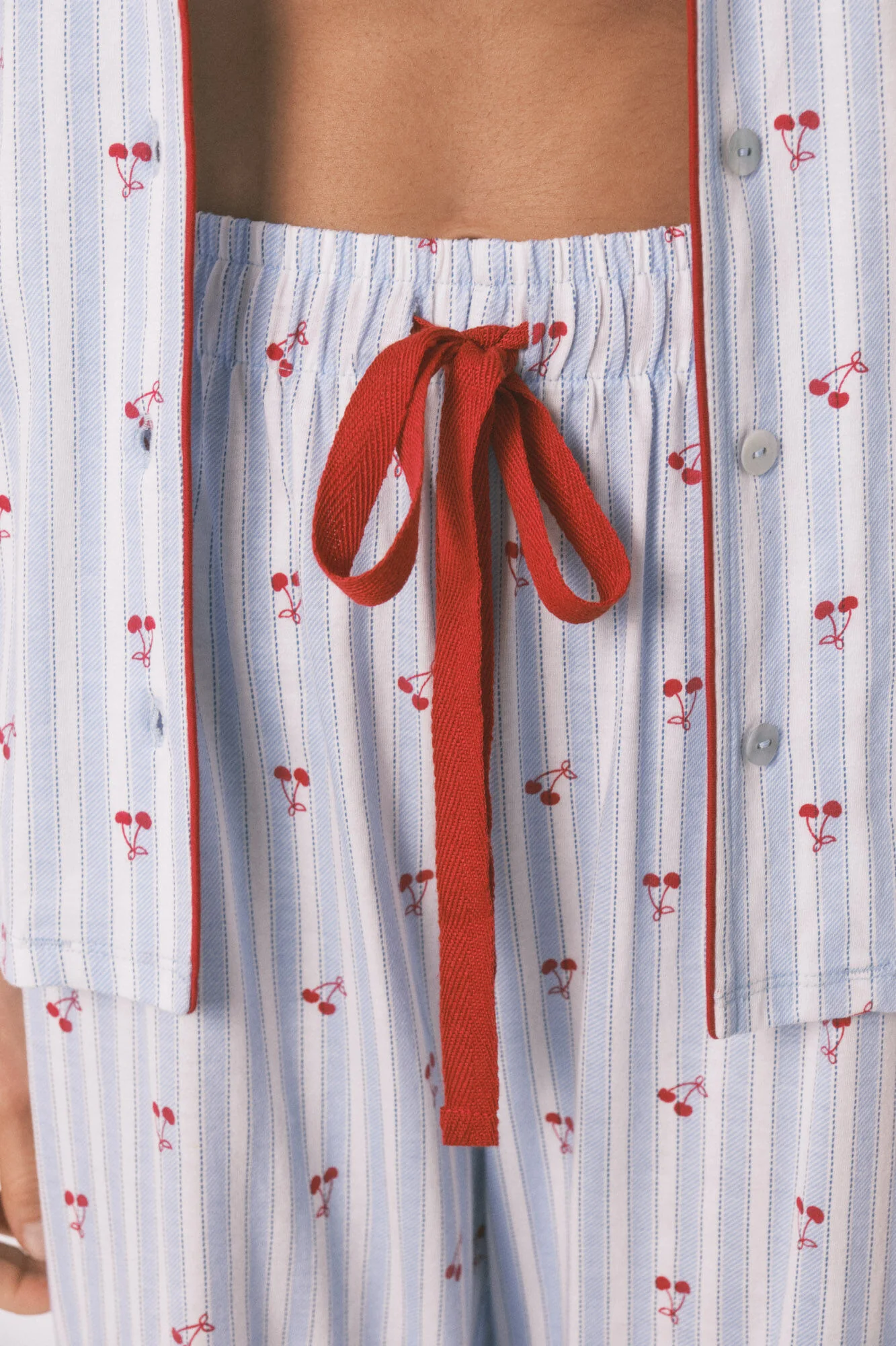 Cotton striped cherry print classic pyjamas - Image 4
