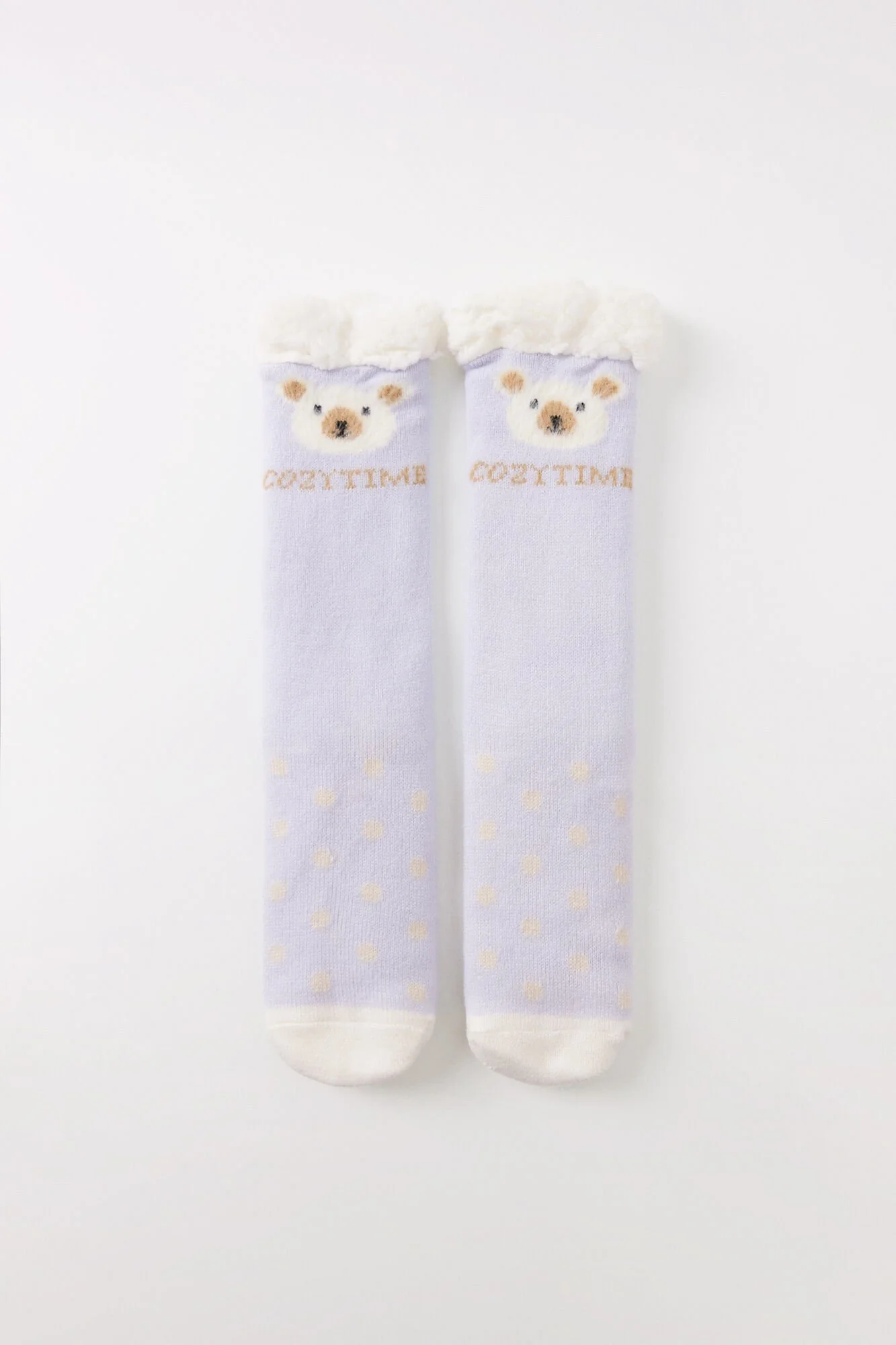 Cozy time” faux shearling tricot socks