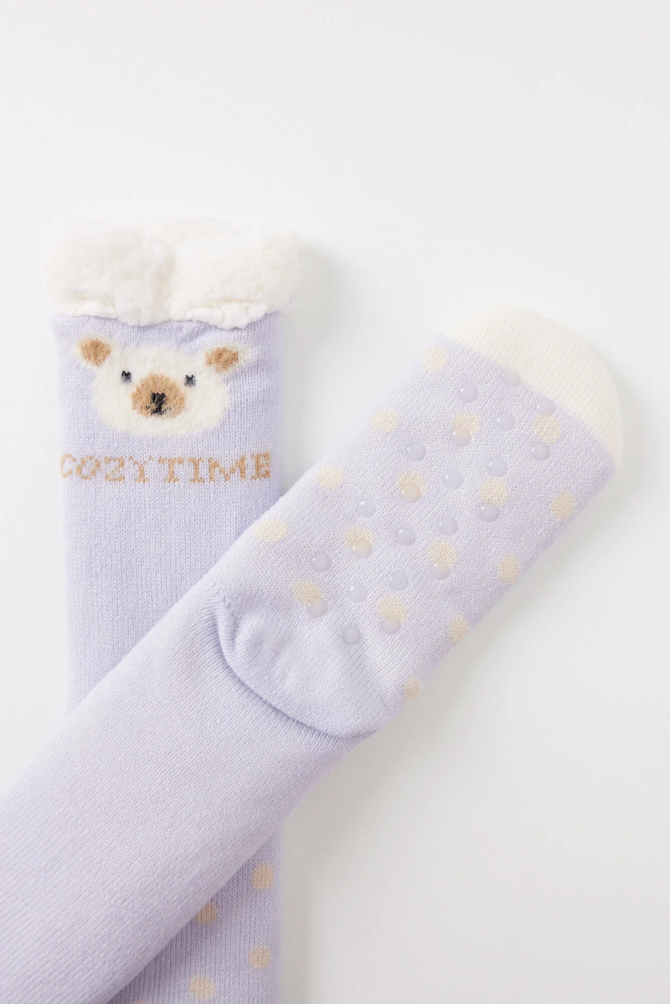 Cozy time” faux shearling tricot socks - Image 2