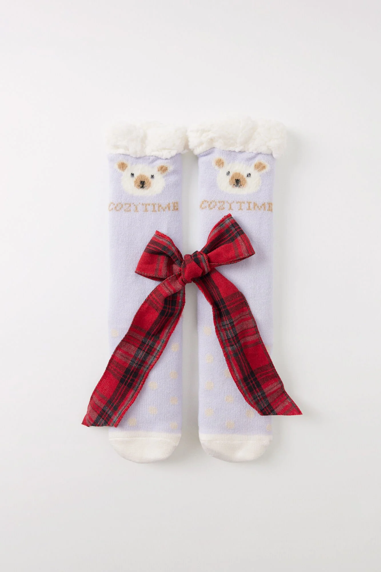 Cozy time” faux shearling tricot socks - Image 3