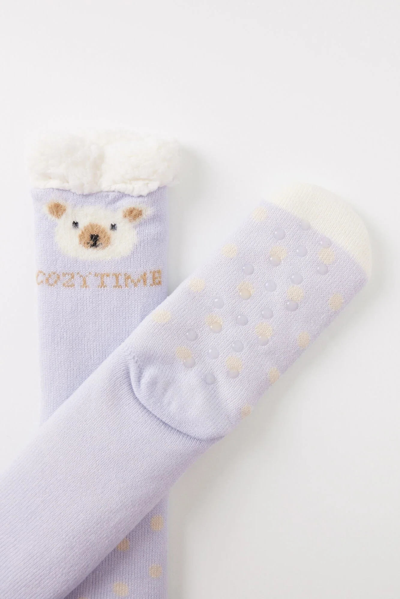 Cozy time” faux shearling tricot socks - Image 4