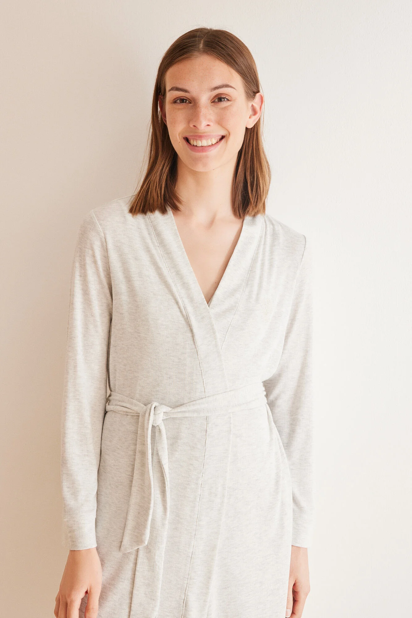 Grey long-sleeved midi robe - Image 4
