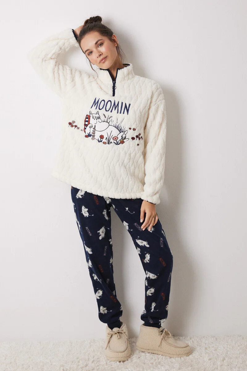 Fleece faux shearling long pyjamas