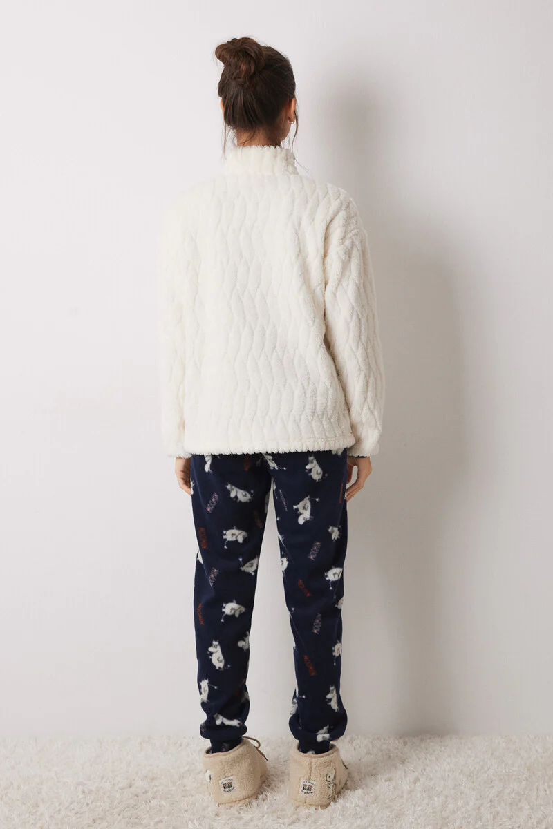 Fleece faux shearling long pyjamas - Image 2