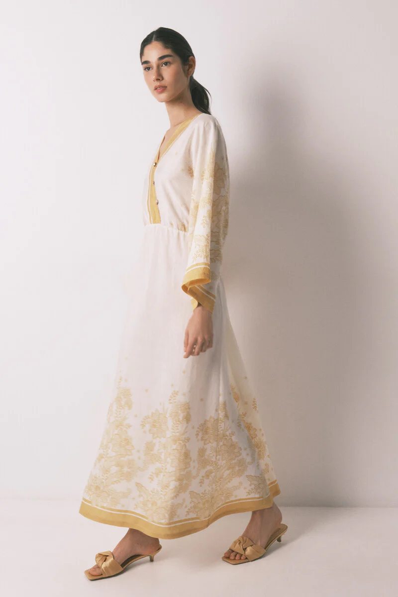 Floral jacquard caftan dress - Image 2