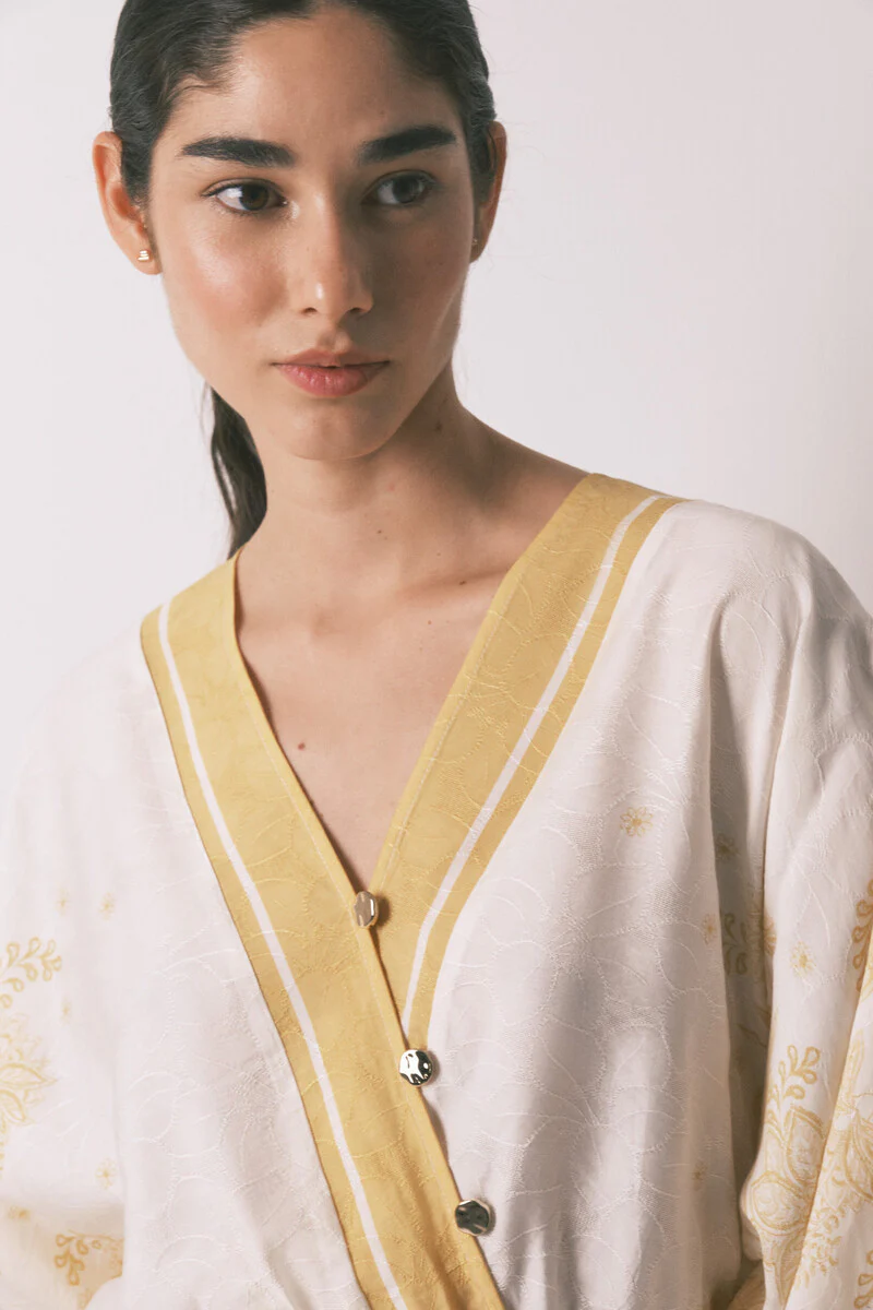 Floral jacquard caftan dress - Image 4