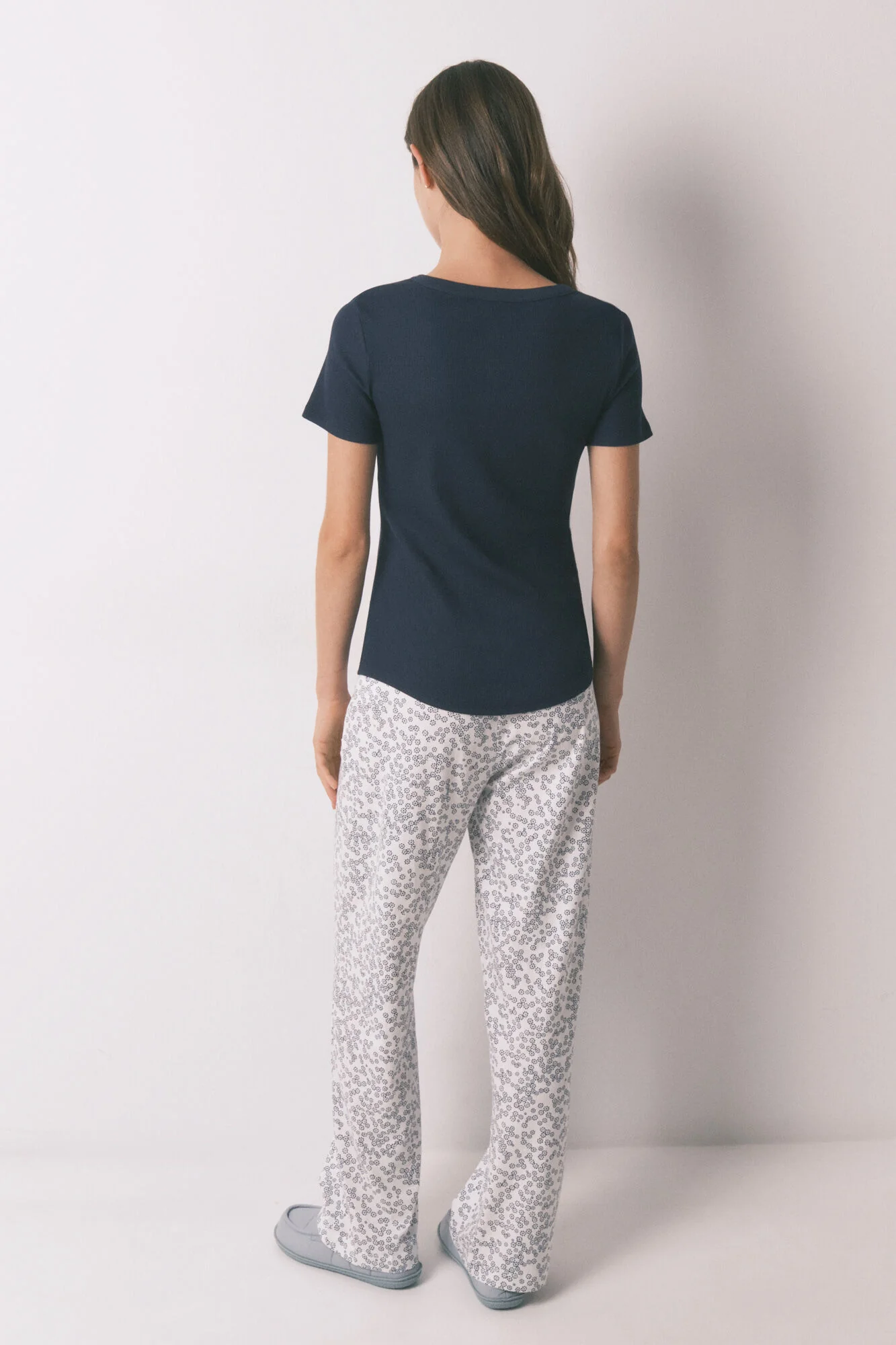 Floral print cotton long trousers - Image 3
