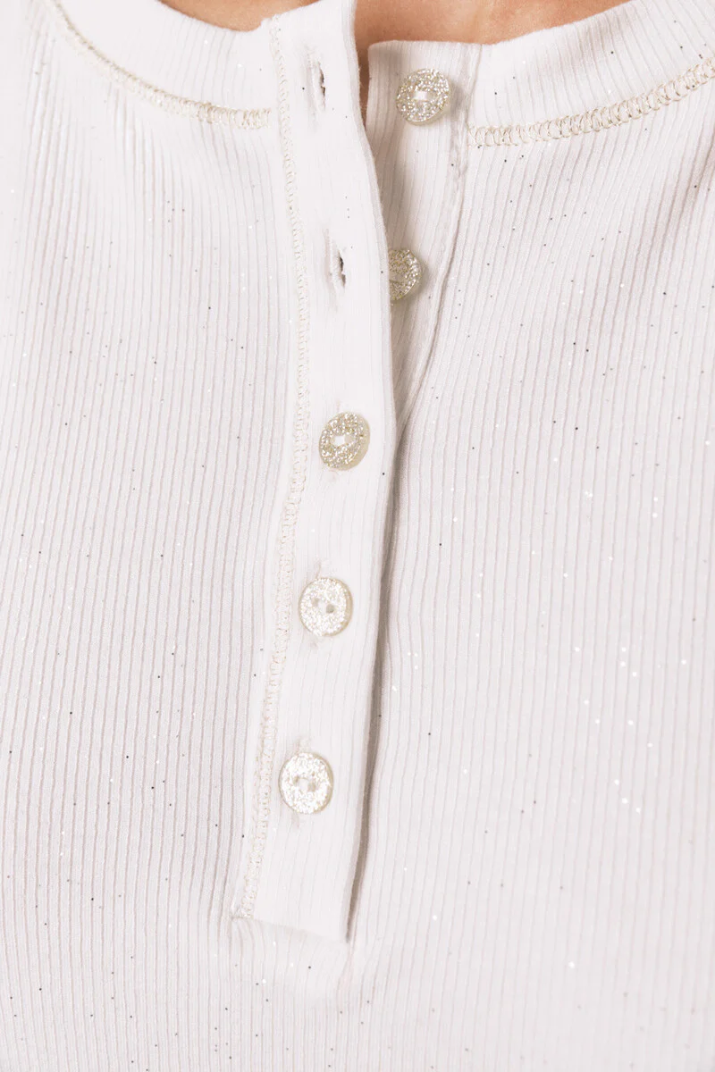 Glossy white viscose short sleeve T-shirt - Image 2