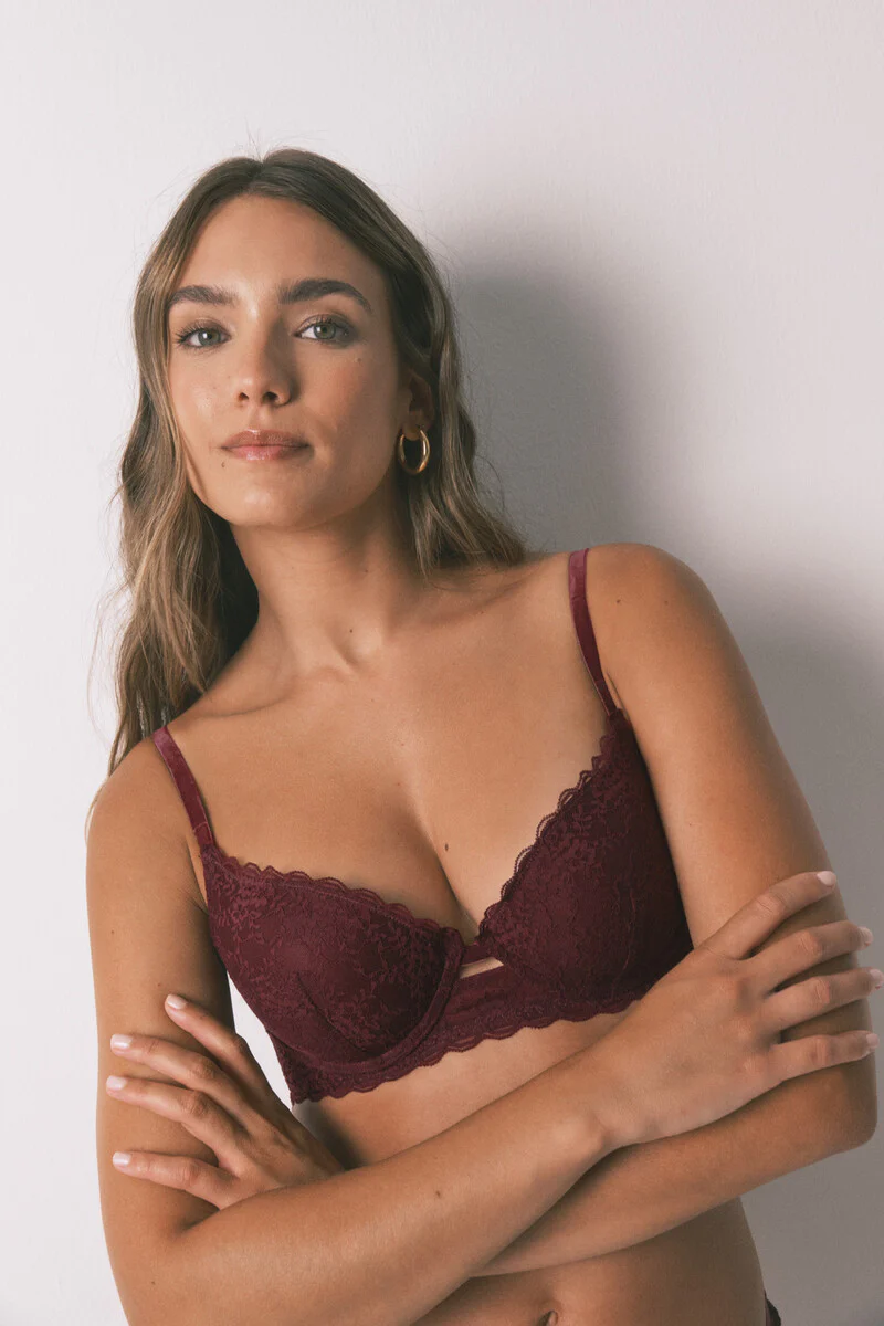 GORGEOUS burgundy lace push-up bra - Image 4