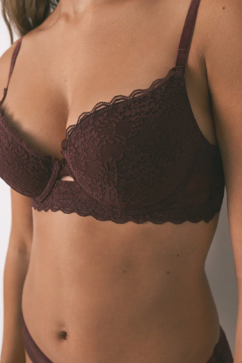 GORGEOUS burgundy lace push-up bra - Image 5