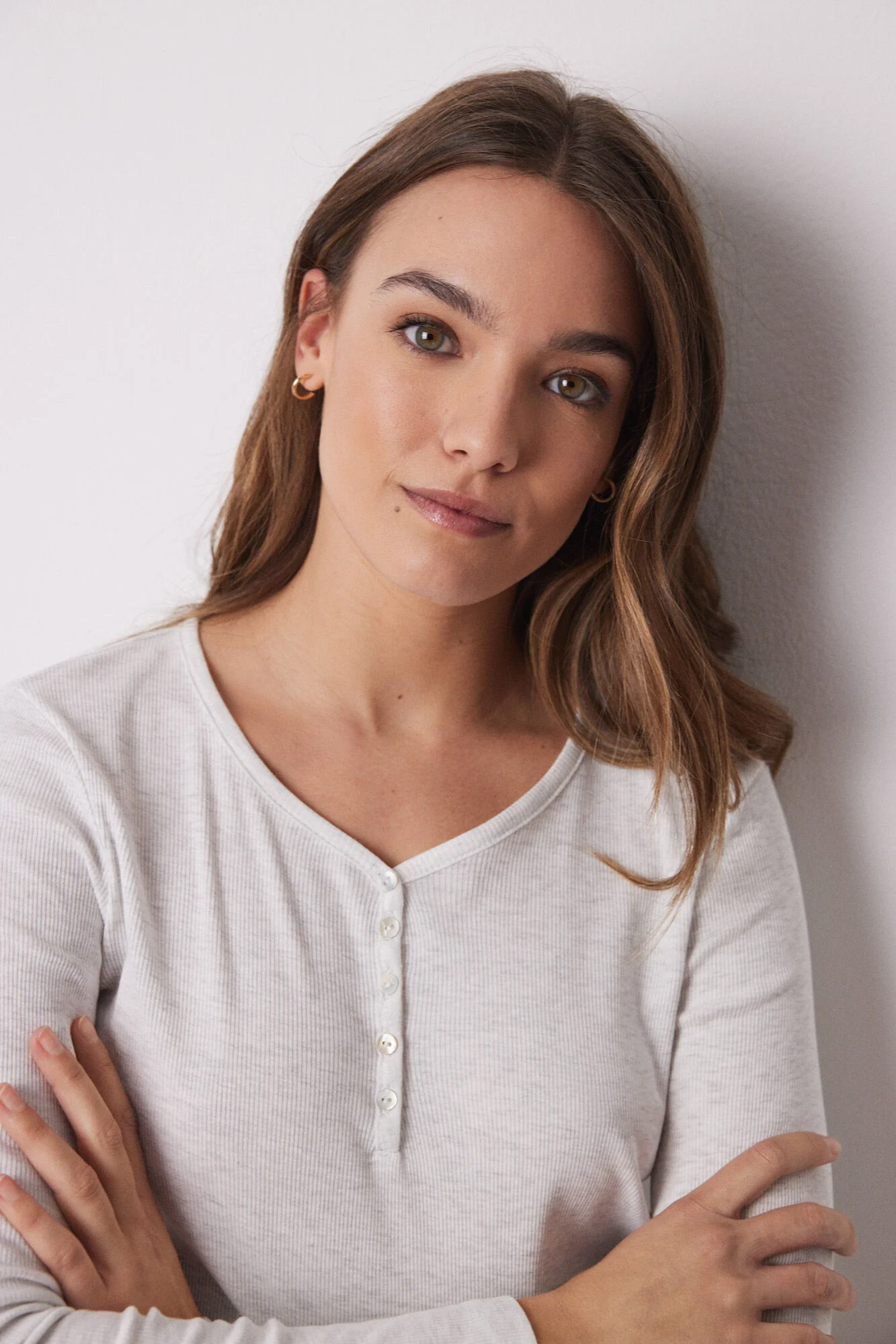 Gray ribbed long sleeve -shirt - Image 3