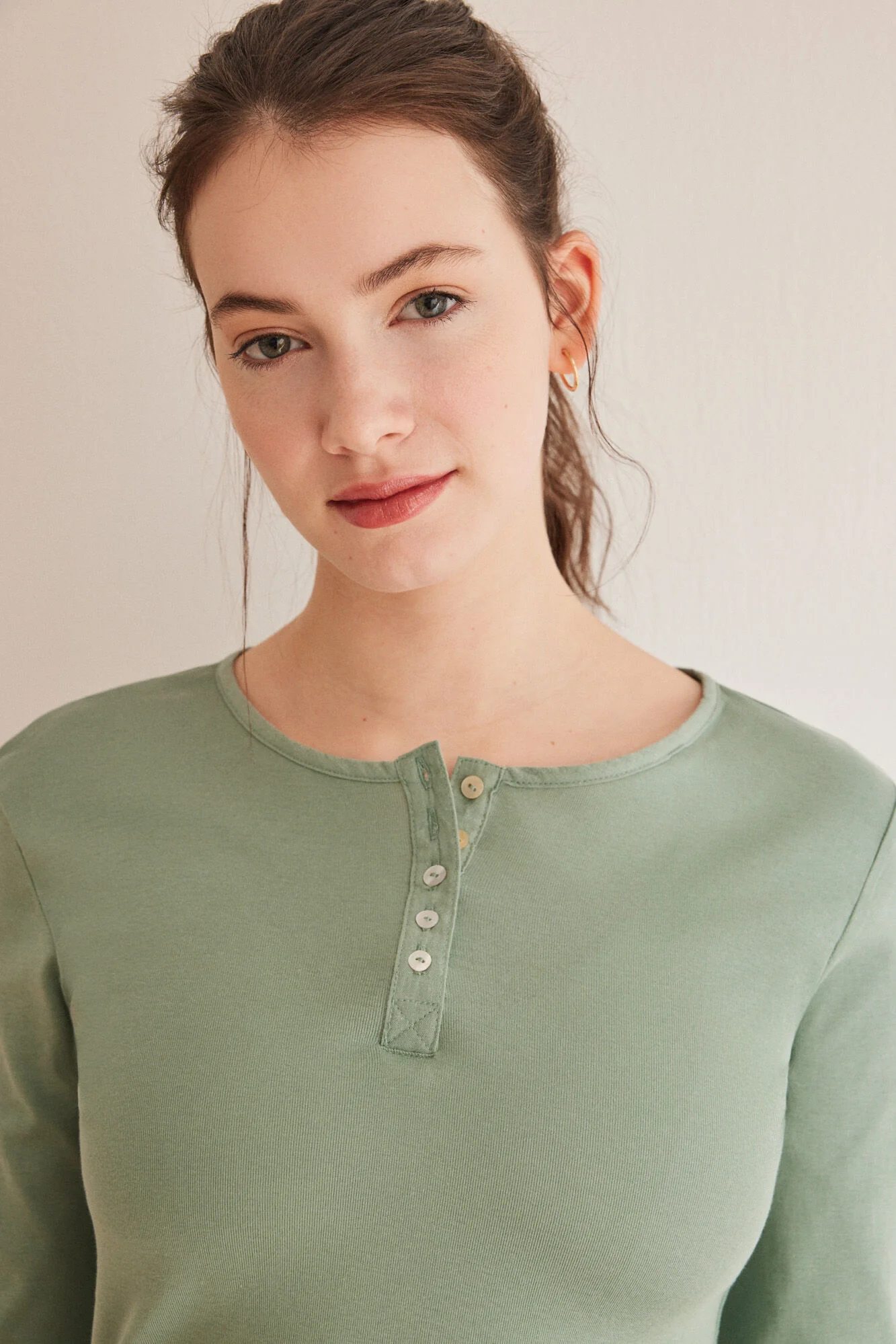 Green 100% cotton long-sleeved top - Image 4