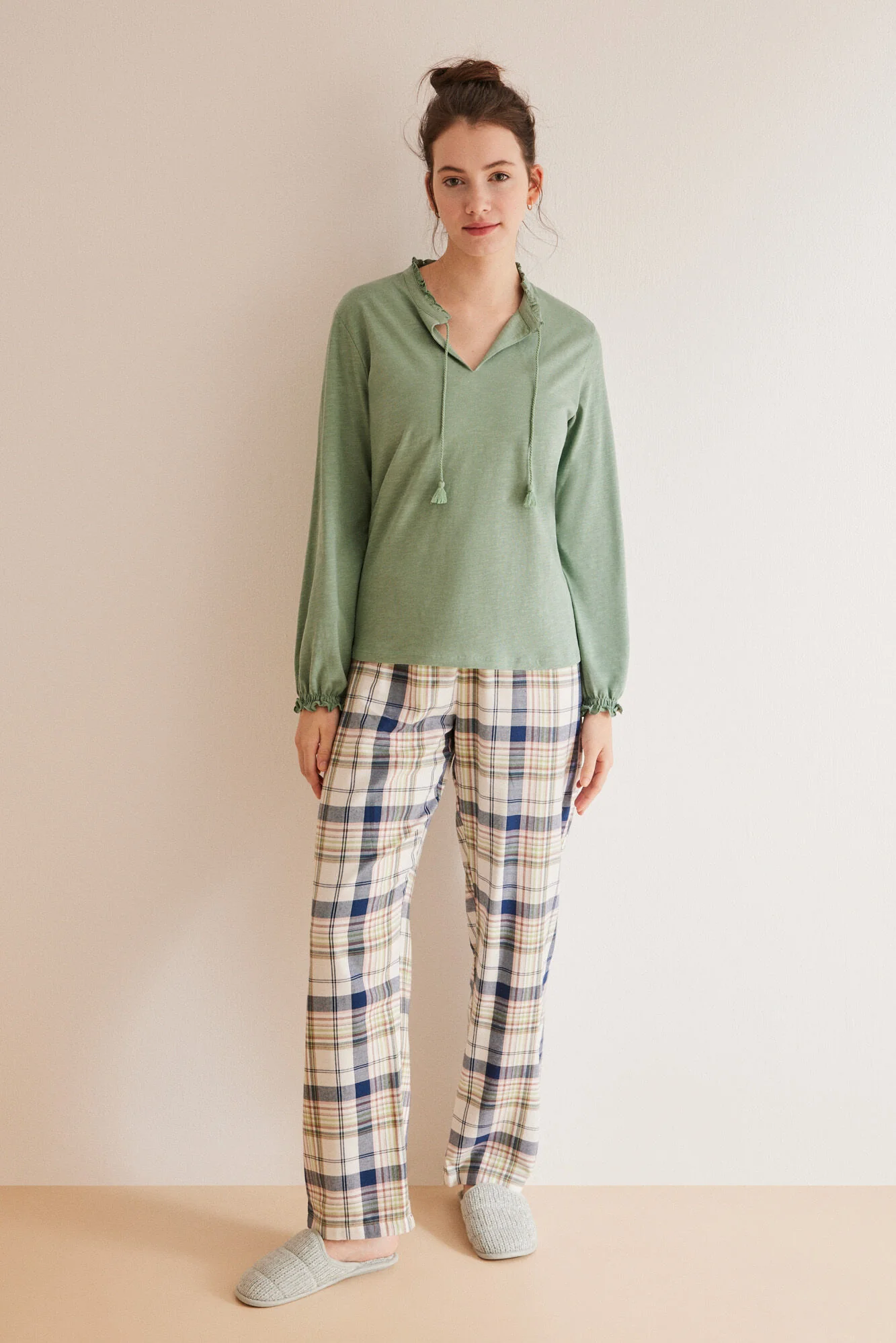 Green 100% cotton long-sleeved top - Image 4