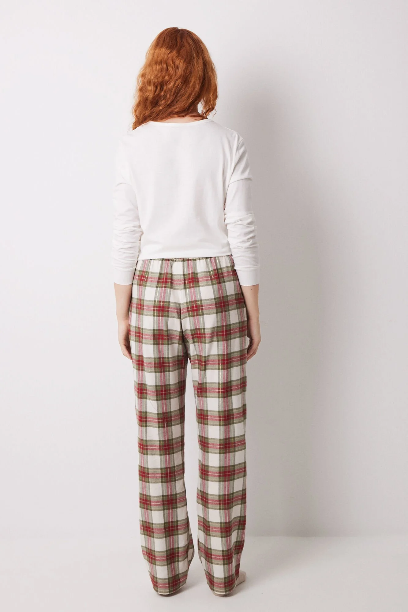 Green checked cotton pyjama bottoms - Image 4