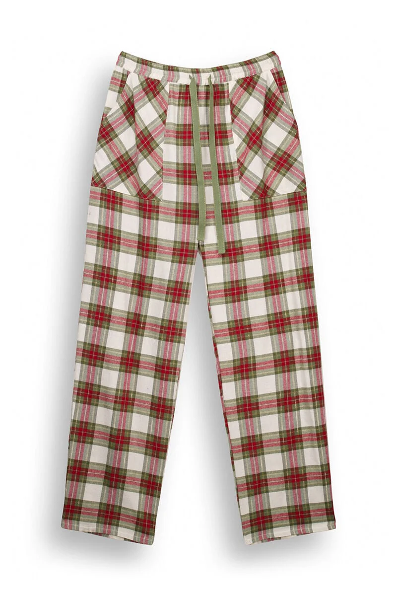 Green checked cotton pyjama bottoms - Image 6