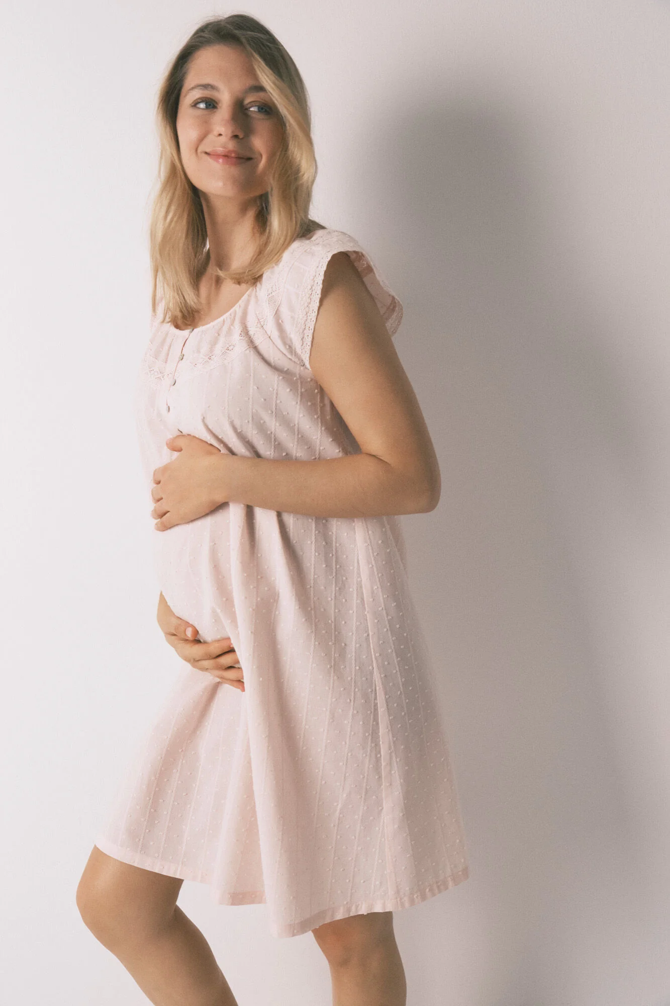 Cotton long nightgown maternity