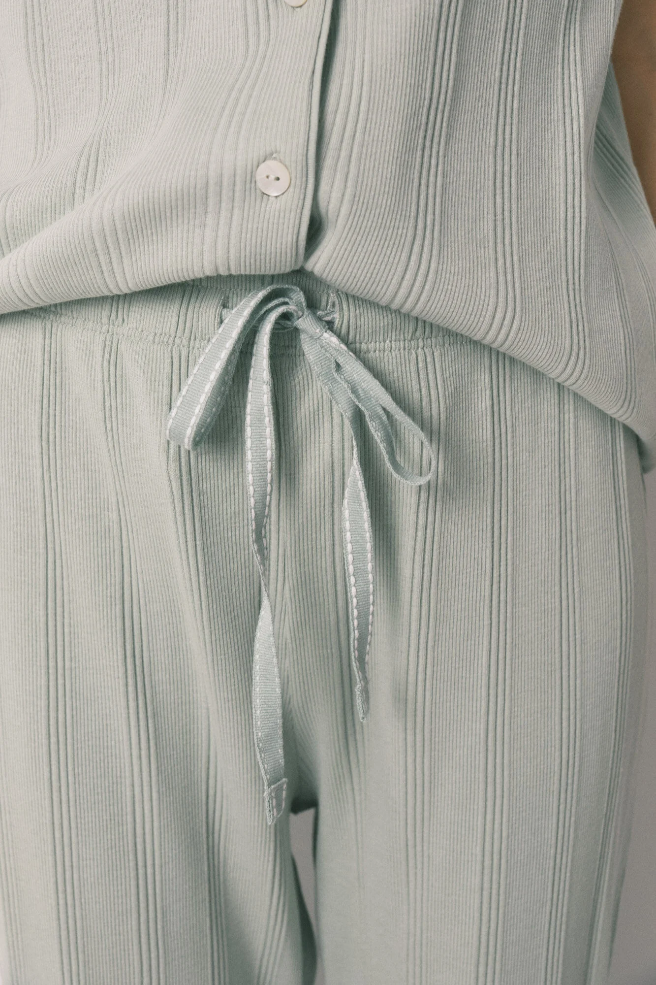 Green cotton ribbed classic pyjamas - Image 4
