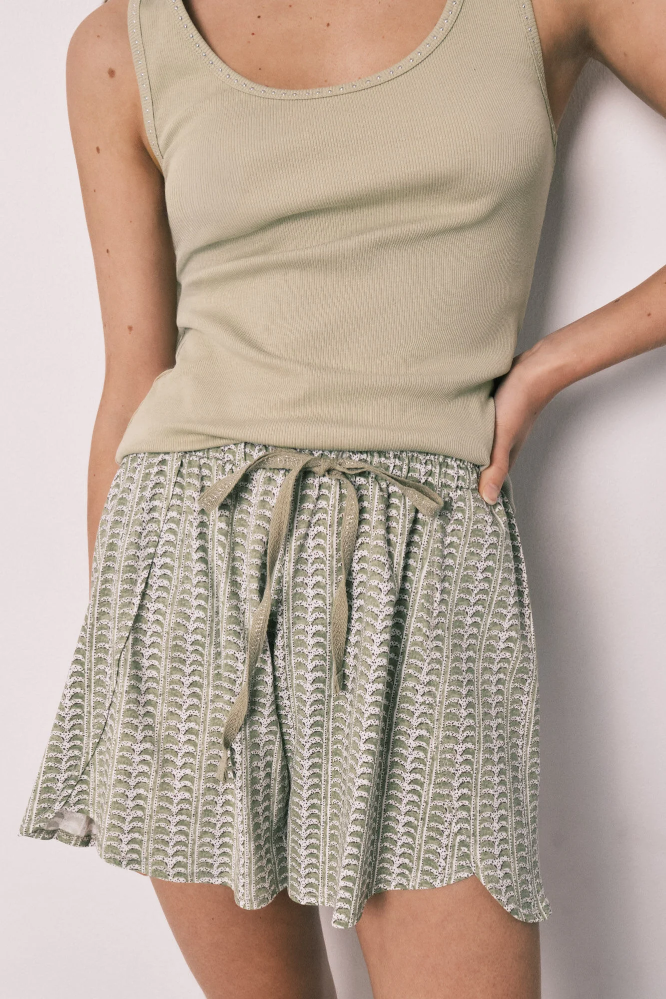 Green cotton short pyjamas - Image 2