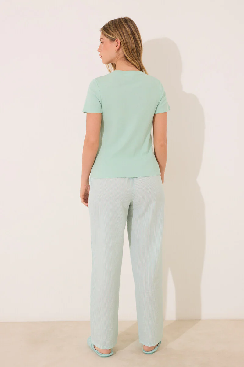 Green cotton short sleeve sleeved pyjamas - Image 2