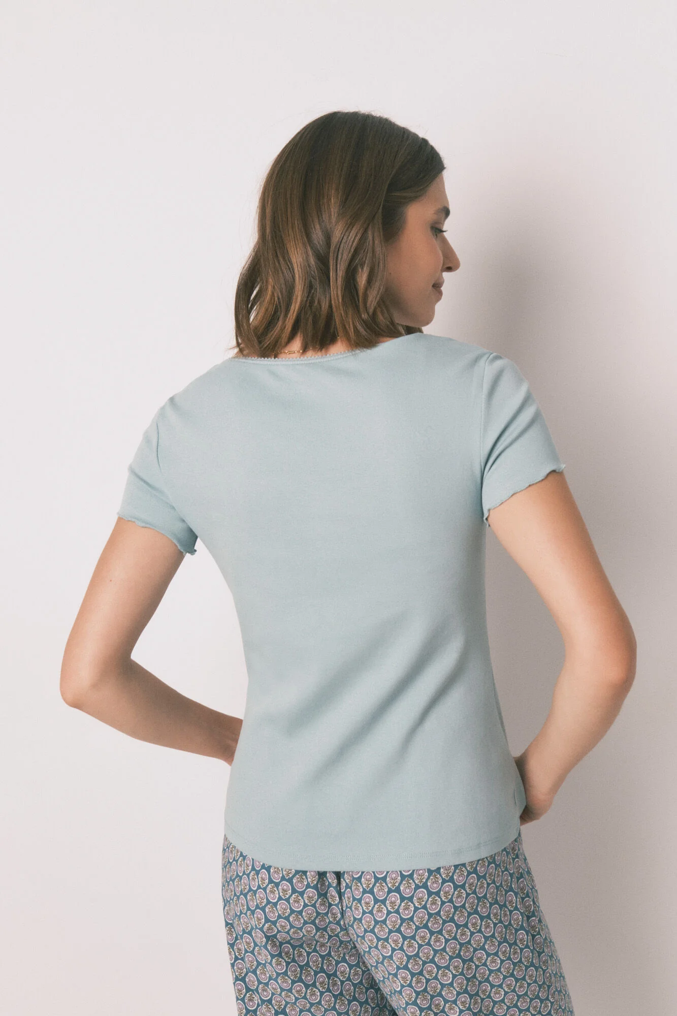 Green cotton short sleeve sleeved T-shirt - Image 4