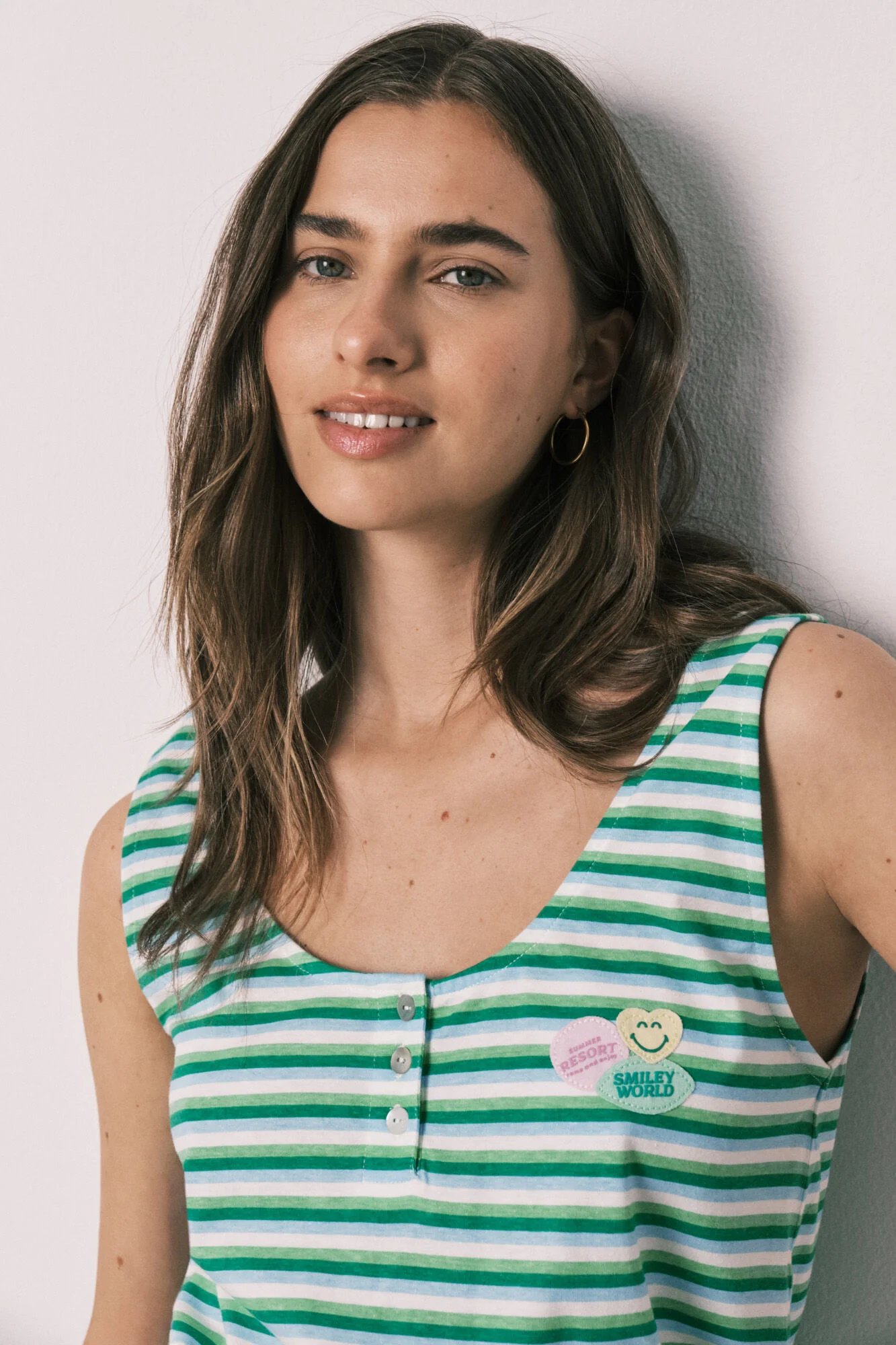Green cotton striped short pyjamas SmileyWorld® - Image 3