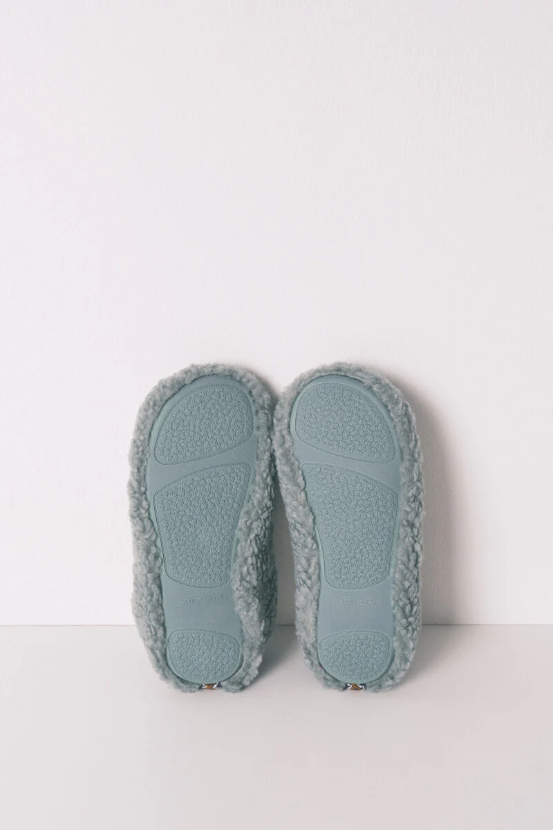 Green faux shearling slippers - Image 3