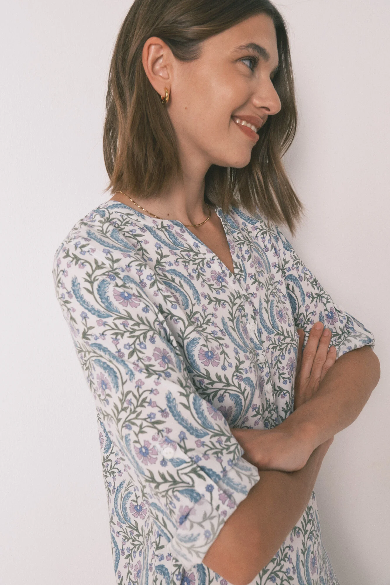 Green floral 3/4 sleeve camisole - Image 4