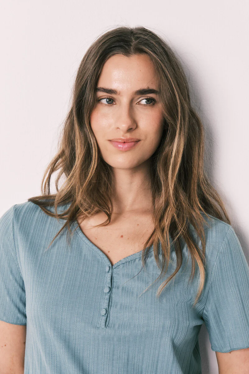 Green pointelle short sleeve pyjamas - Image 3