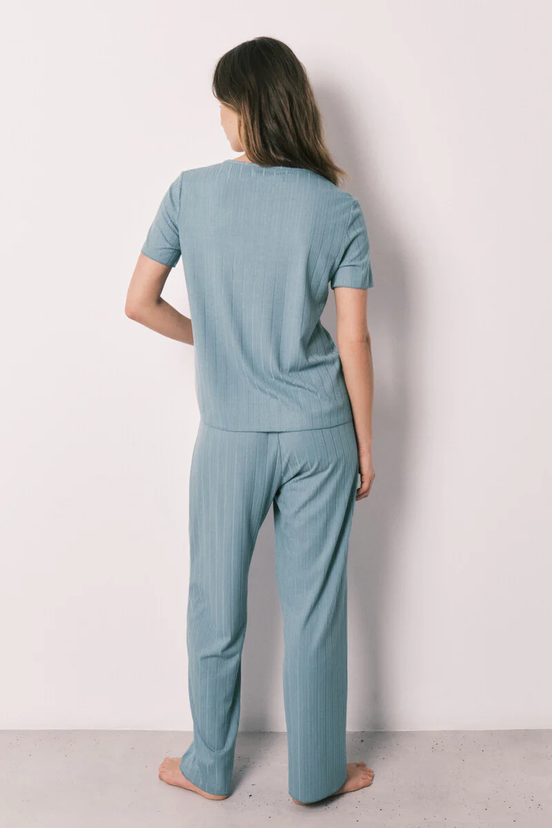 Green pointelle short sleeve pyjamas - Image 5
