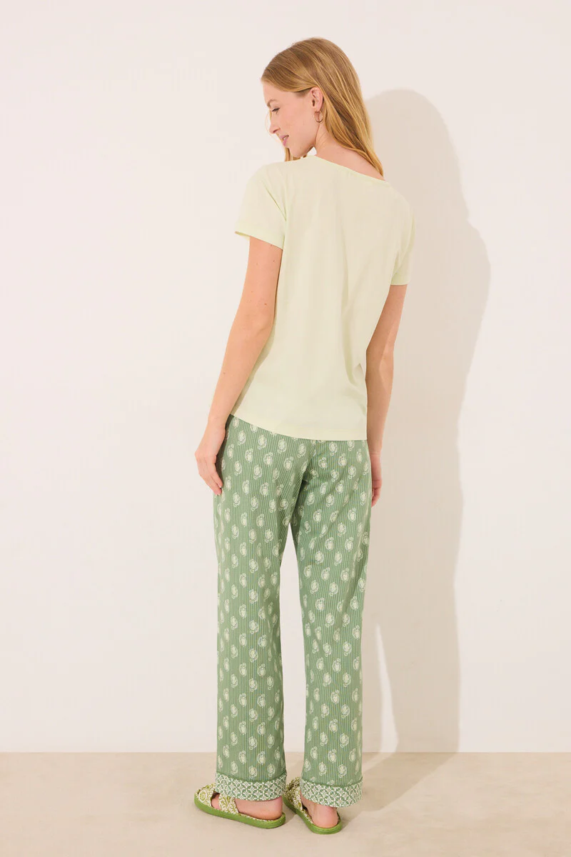 Green print cotton short sleeve pyjamas - Image 6