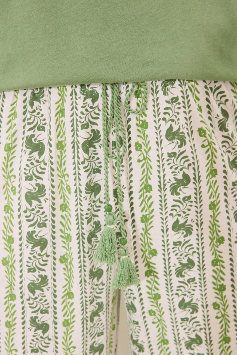 Green print cotton short sleeve pyjamas - Image 5