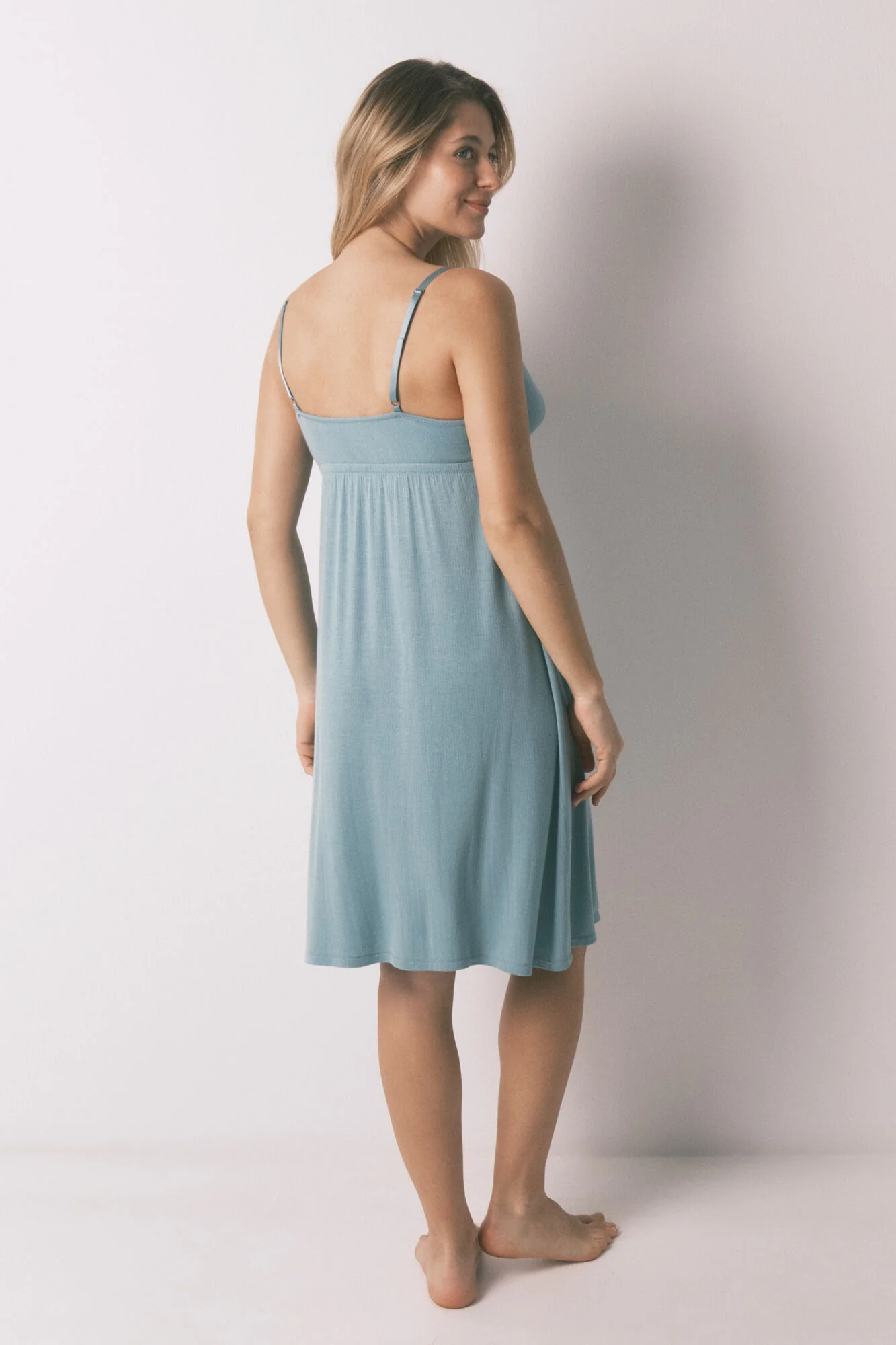 Green ribbed maternity midi nightgown - Image 5