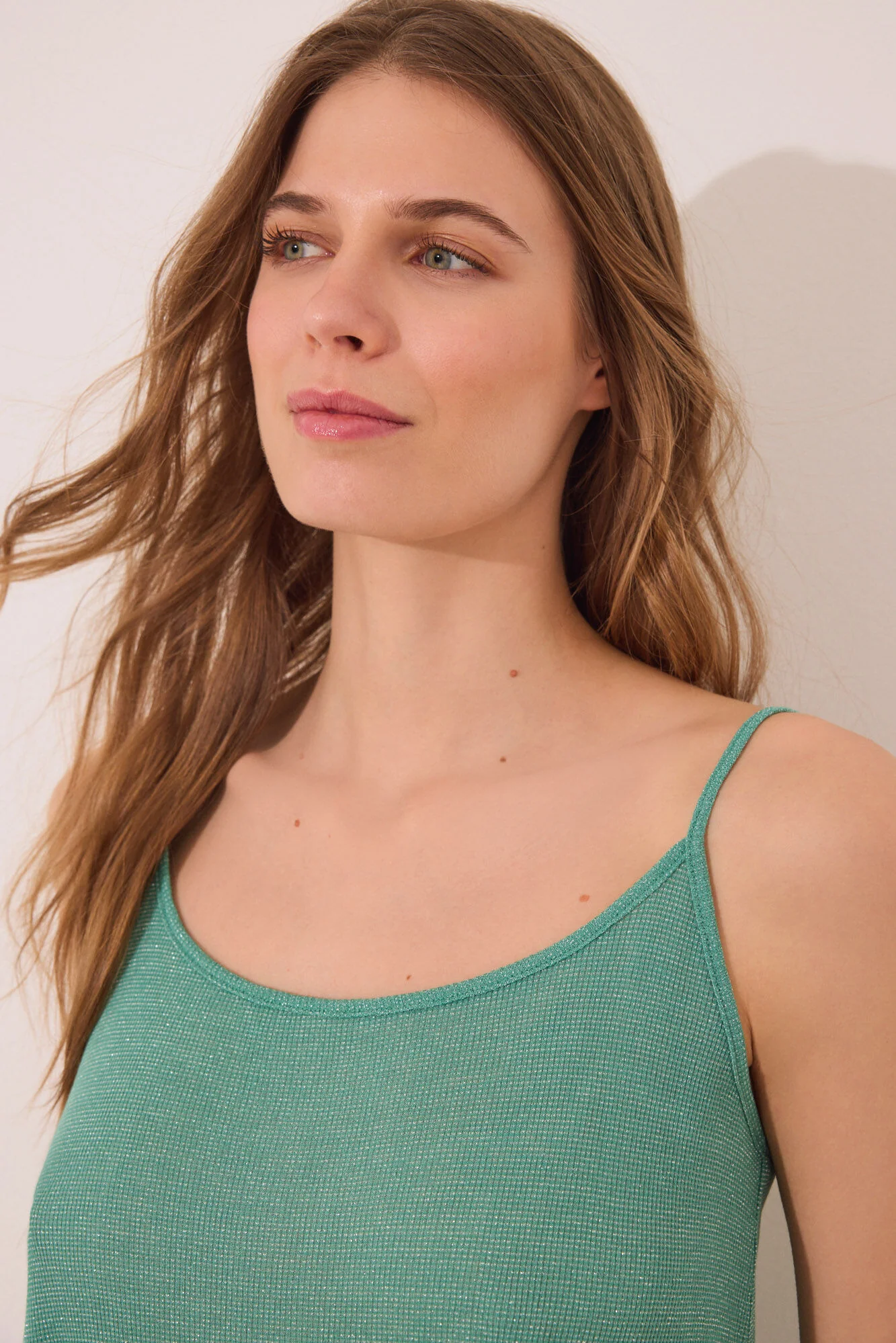 Green ribbed vest top - Image 3