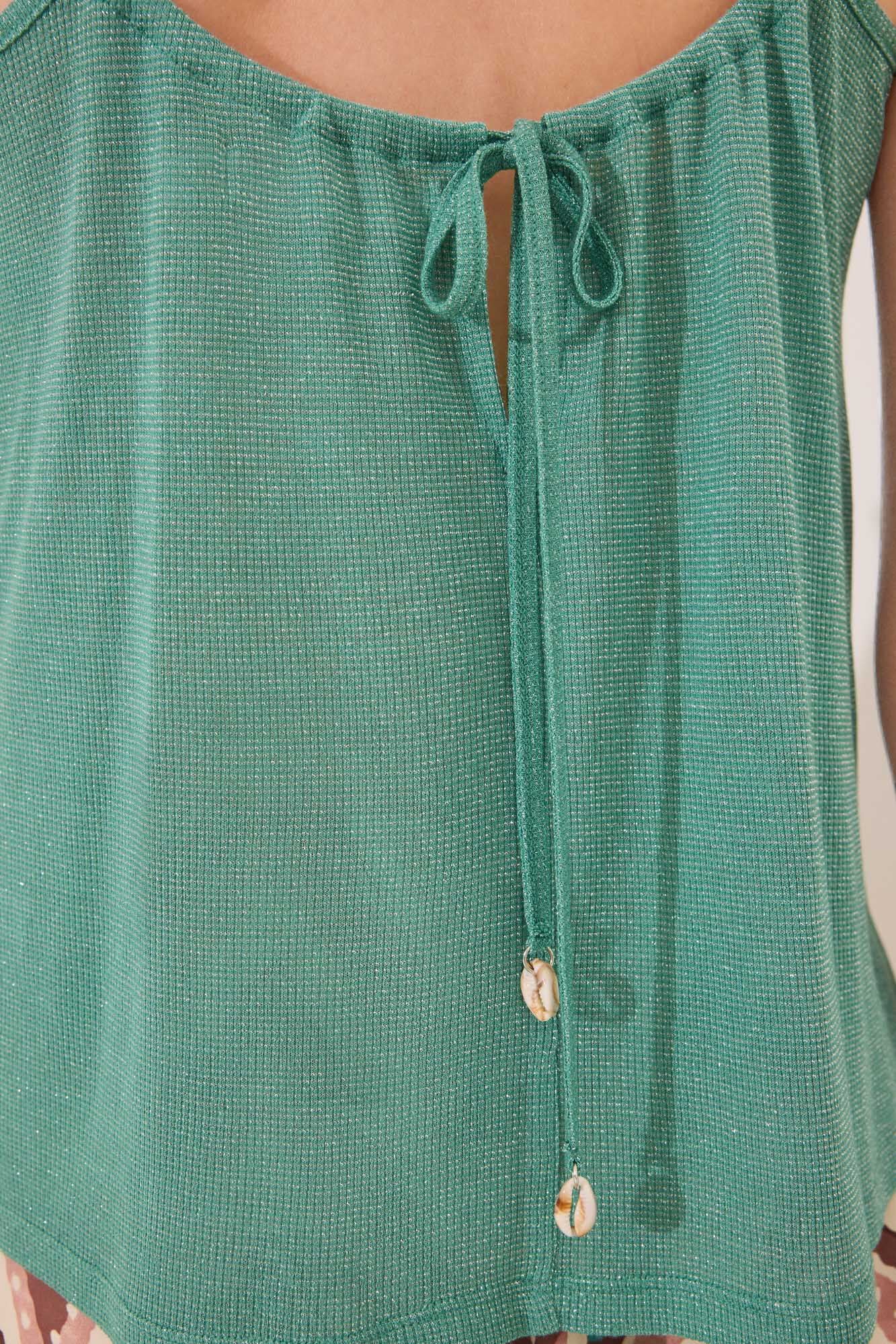 Green ribbed vest top - Image 6