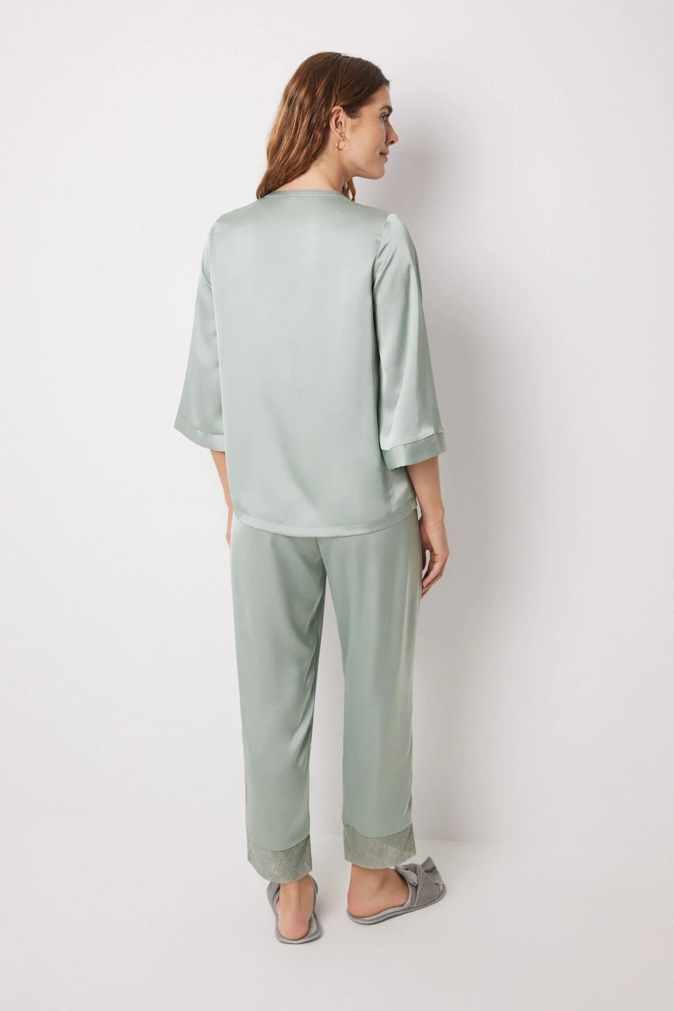 Long green chiffon pajamas - Image 4