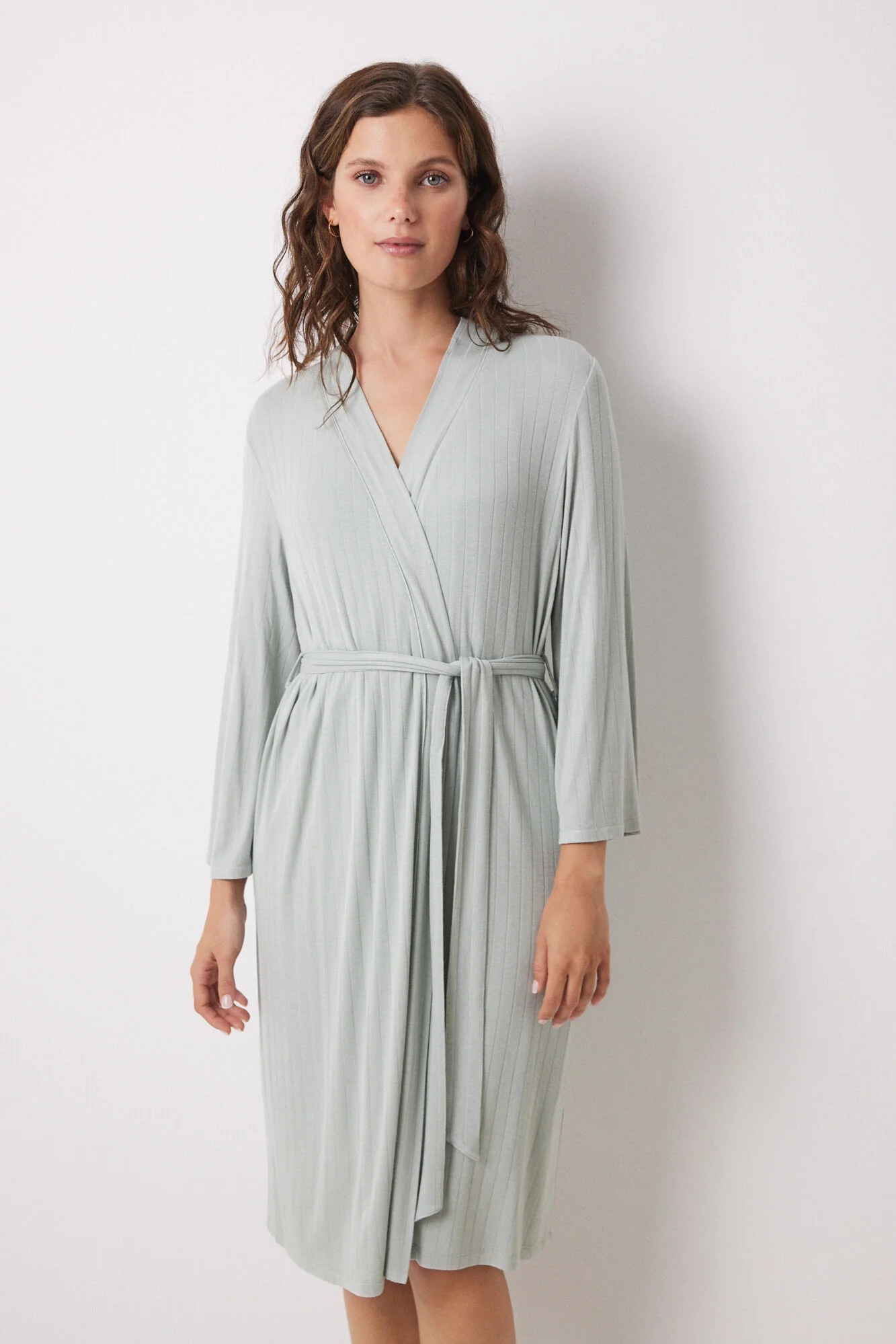 Green soft touch long robe