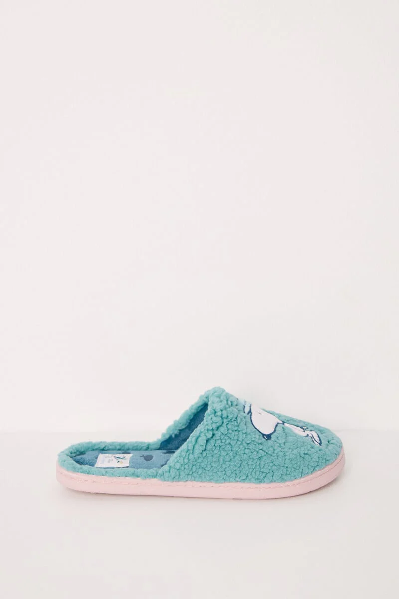 Green faux shearling Snoopy house slipper - Image 4