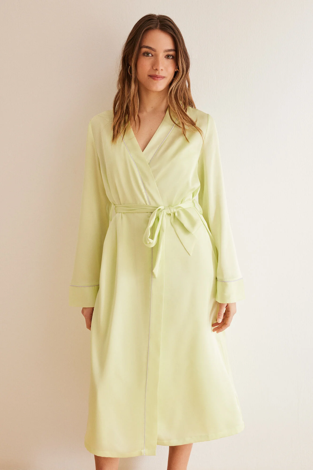 Green satin kimono robe - Image 3