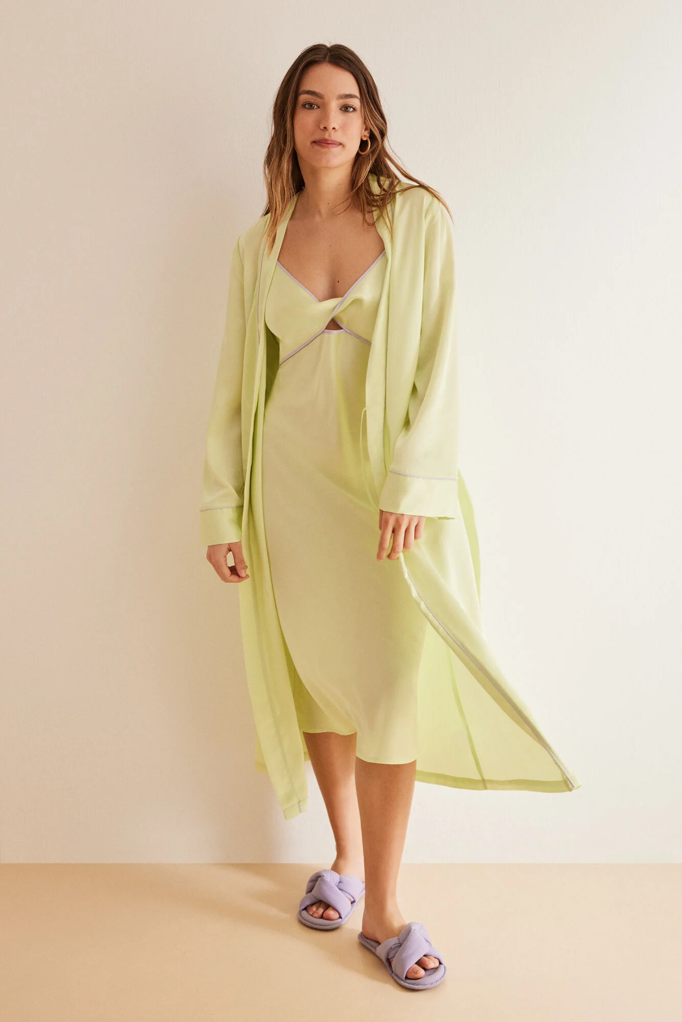 Green satin kimono robe - Image 5