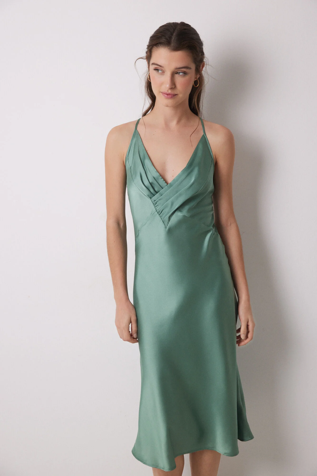 Green satin midi nightgown - Image 4