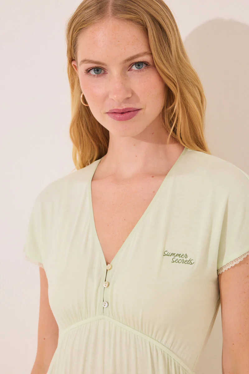 Green viscose midi nightgown - Image 3