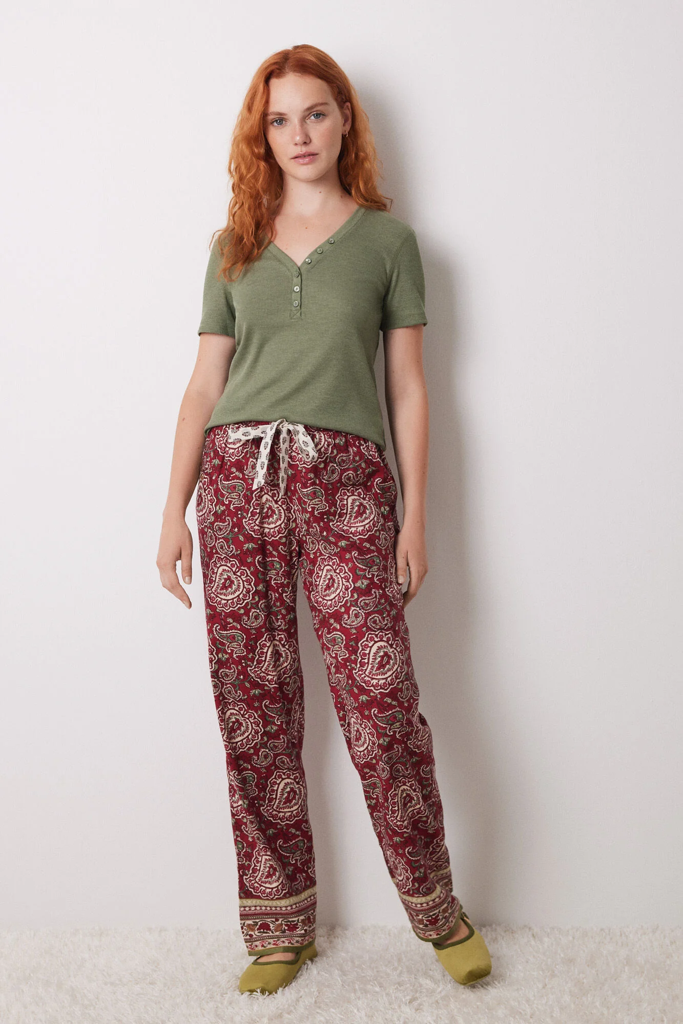 Green waffle fabric short sleeve -shirt - Image 4
