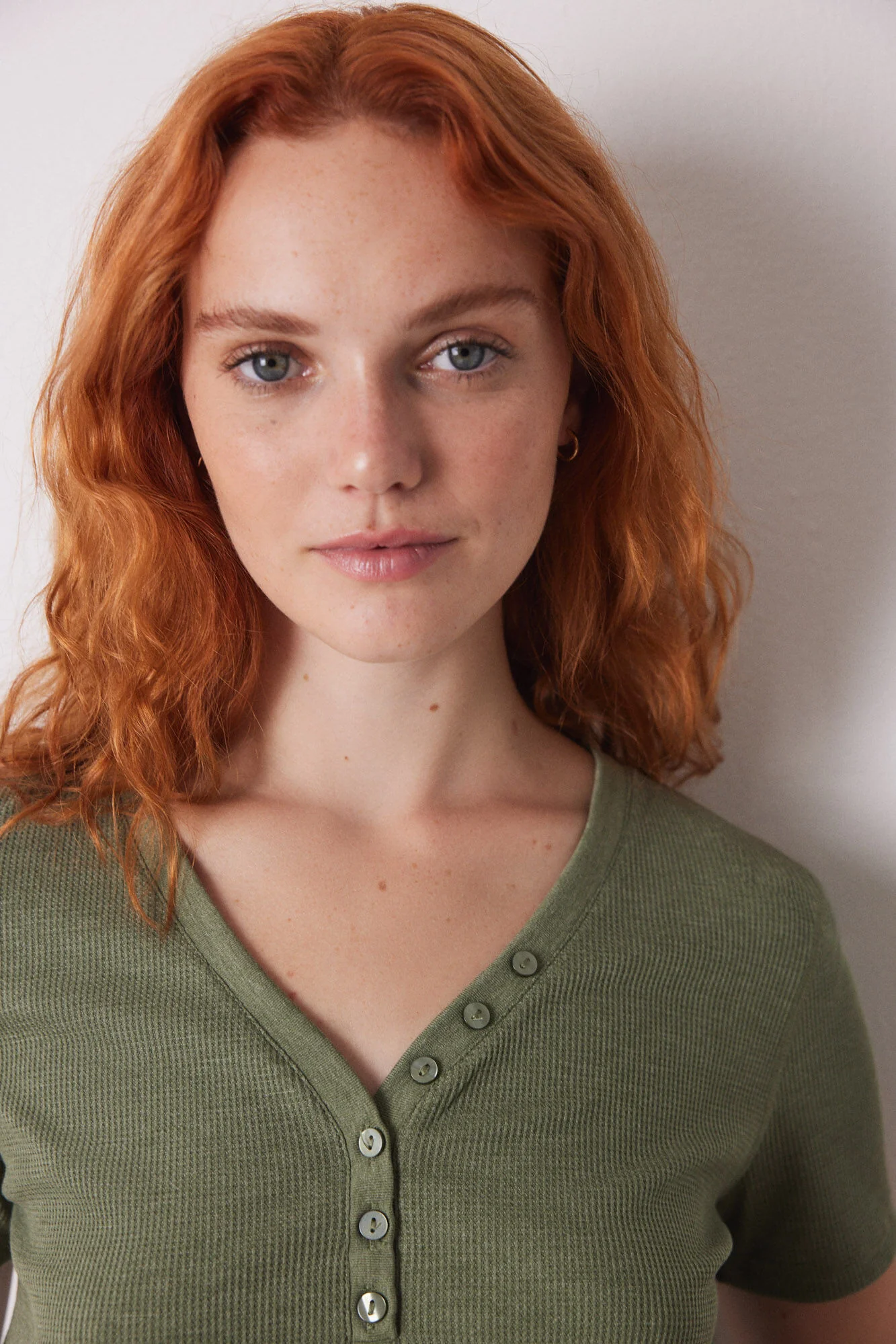 Green waffle fabric short sleeve -shirt - Image 5