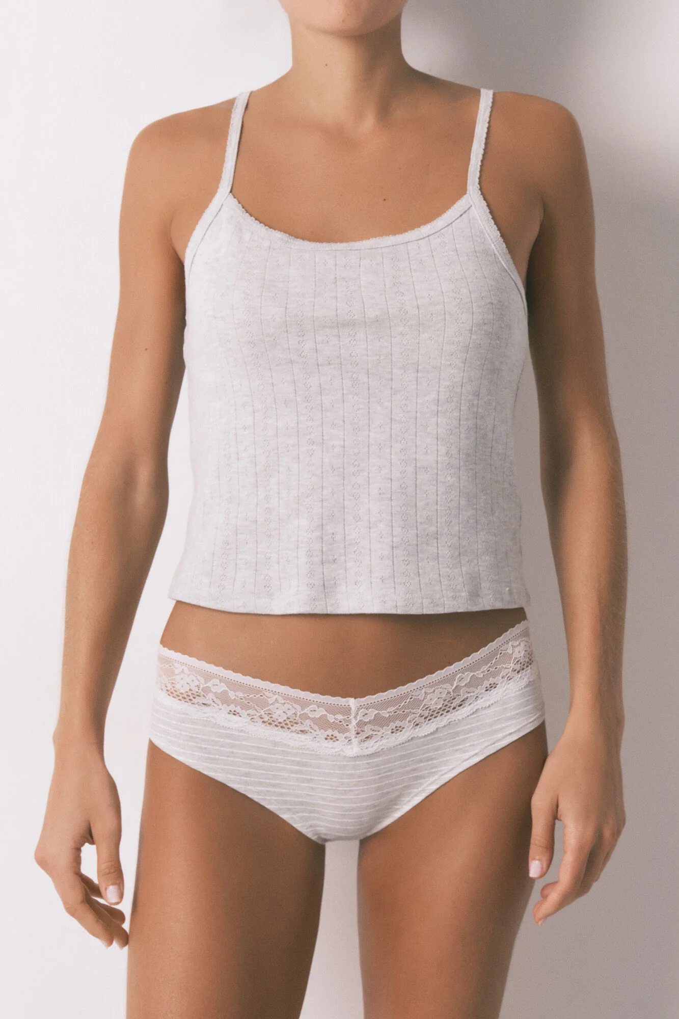 Grey cotton classic wide striped panty