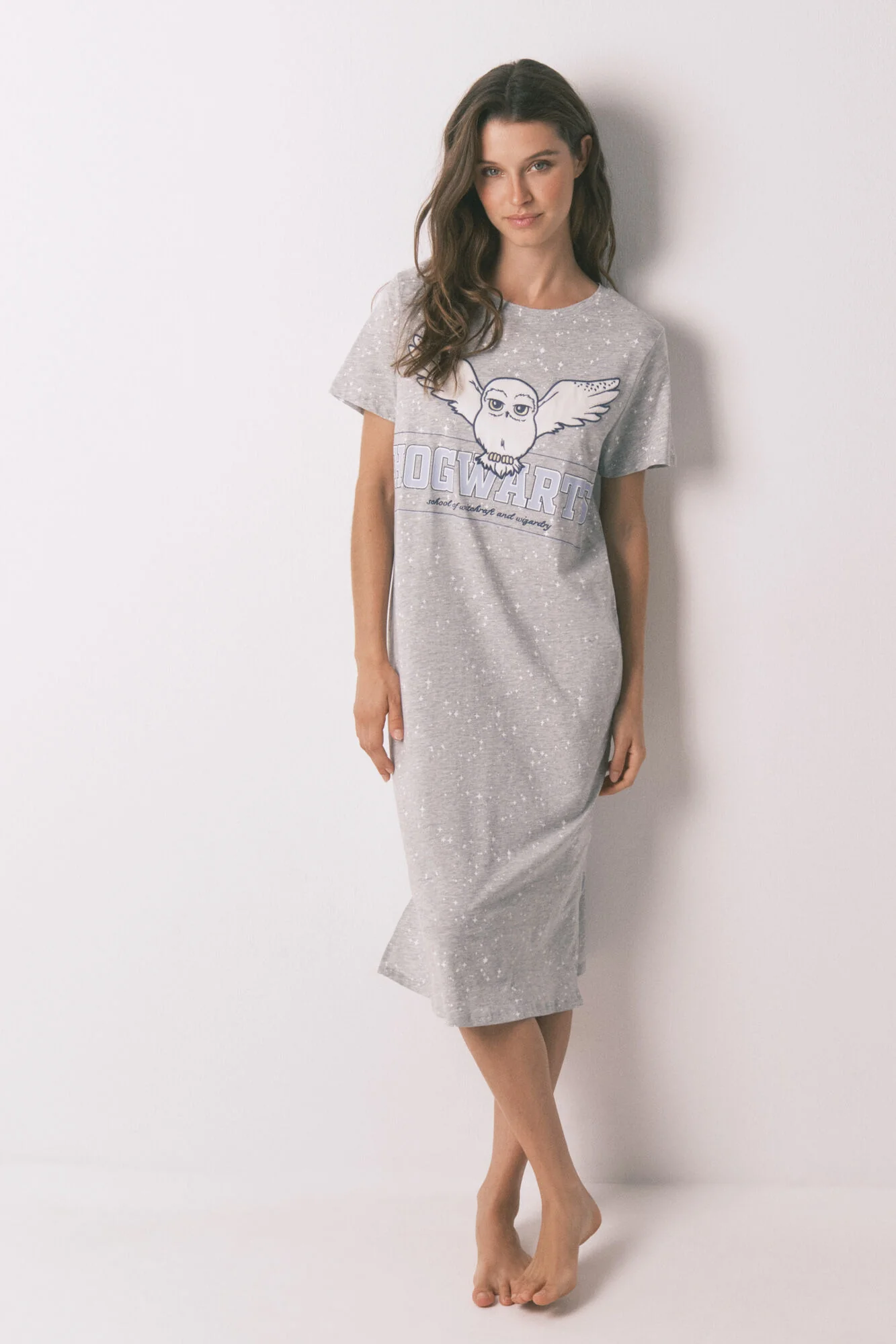 Grey Hedwig print cotton midi camisole