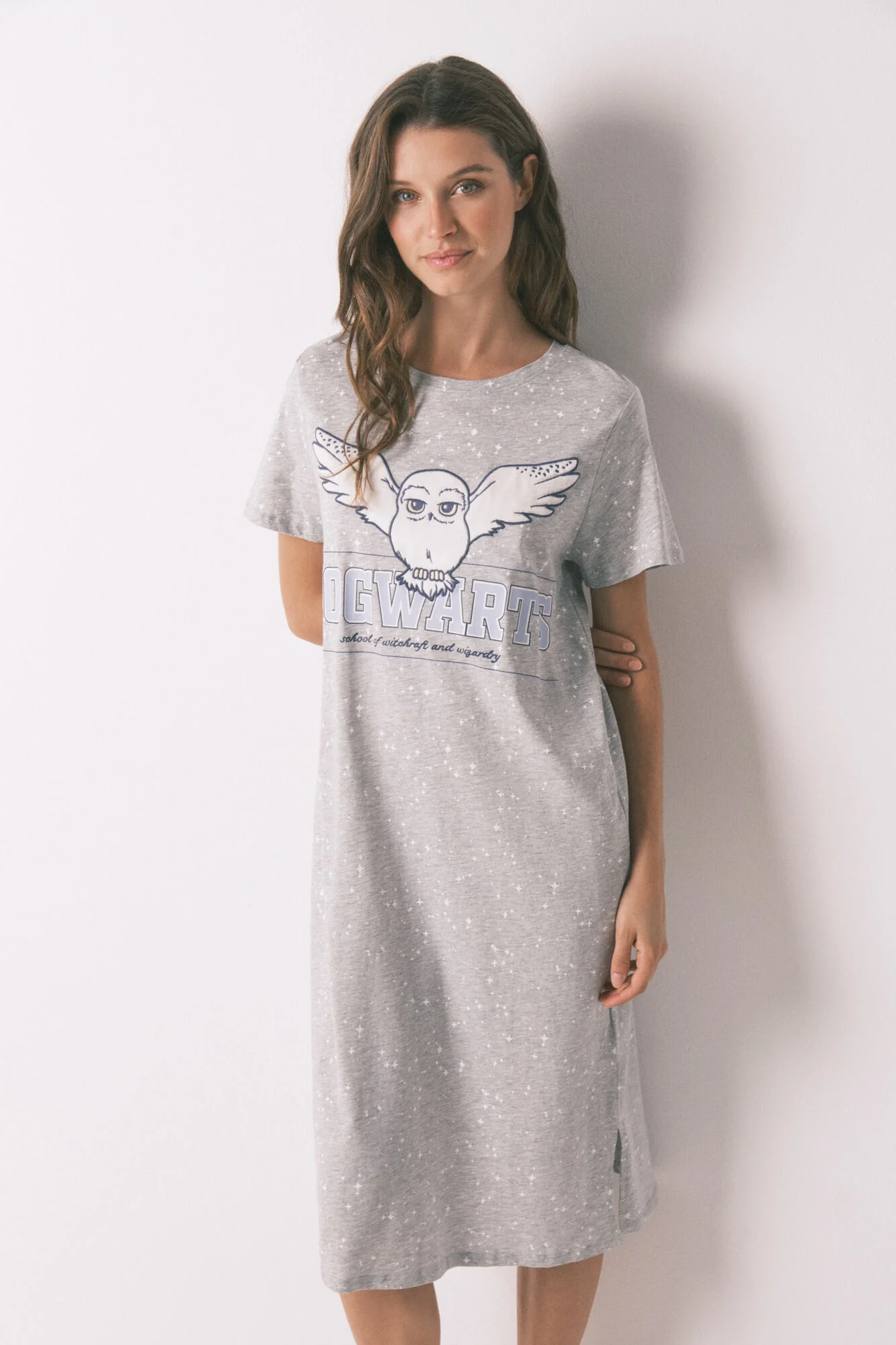 Grey Hedwig print cotton midi camisole - Image 5