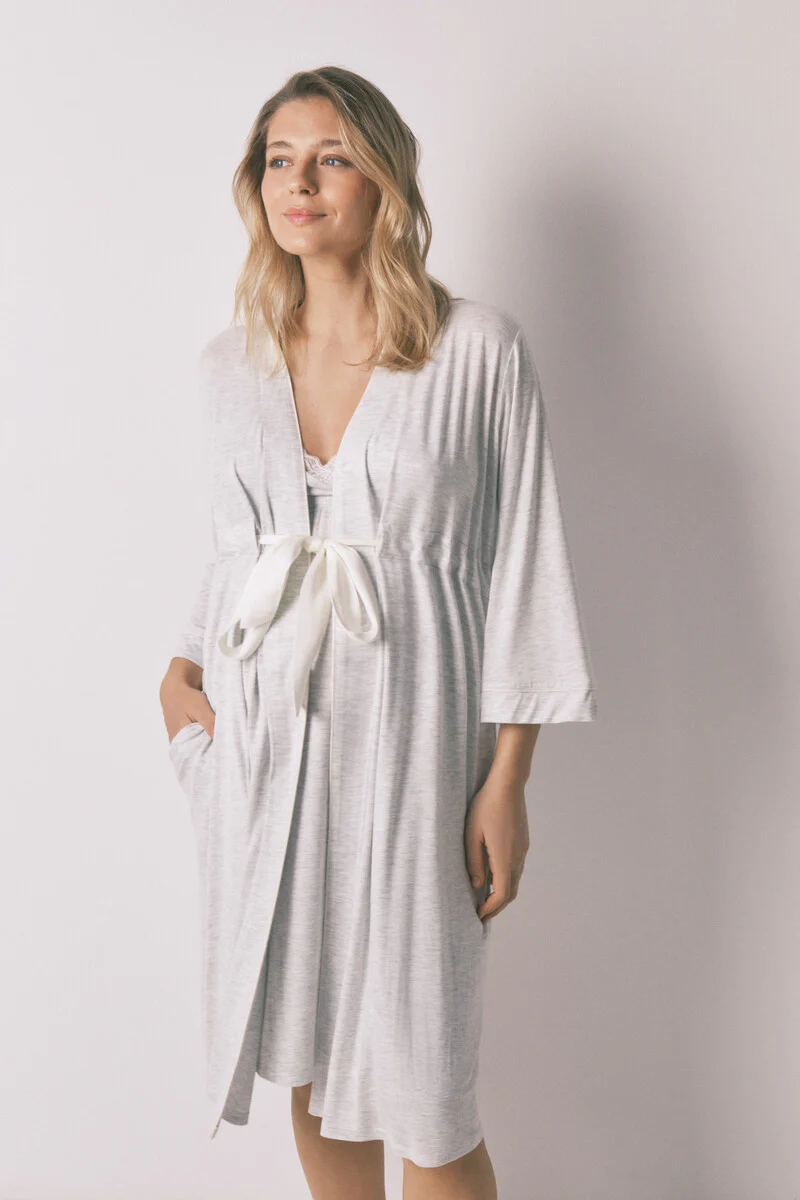 Grey maternity belted robe - Image 3