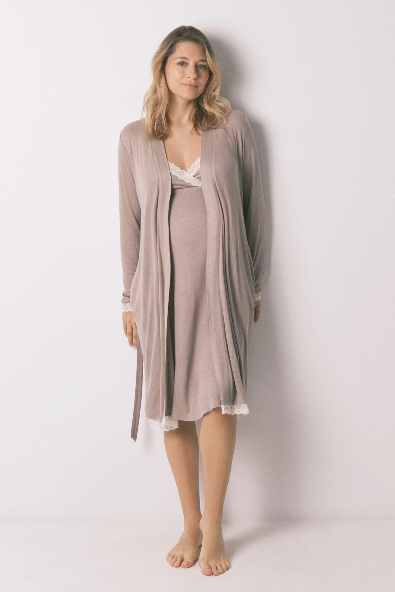 Grey maternity belted robe - Image 4